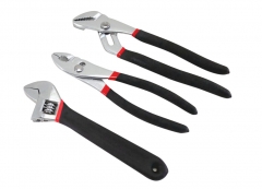 3pc Tool Set: 8" Adjustable Wrench Shifter Slip Joint 10" Water Pump Pliers