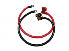 2pc Battery Power Parallel Series Connection Cable Copper Lug & Terminal with Cover Positive Red & Negtive Black 65cm